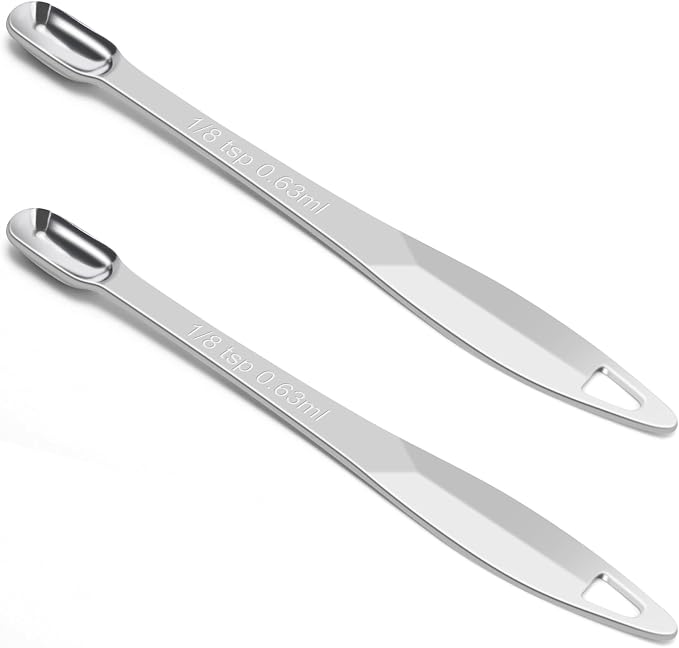 2 Pcs 1/8 Teaspoon Stainless Steel Single Measuring Spoon, Long Handle Metal by AUOIKKHOMEGARDEN