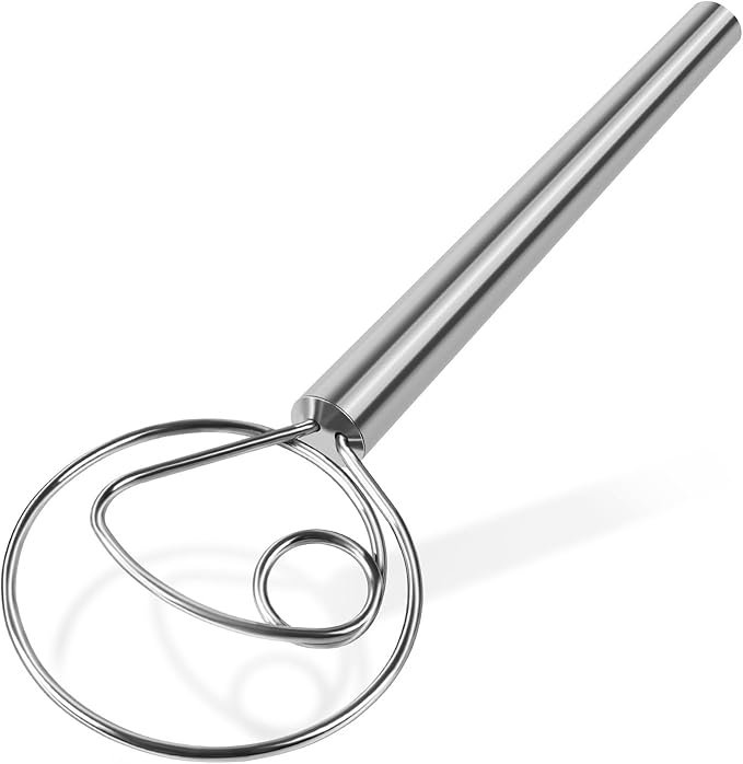 Danish Dough Whisk Stainless Steel Wooden Handle by YIGEDA