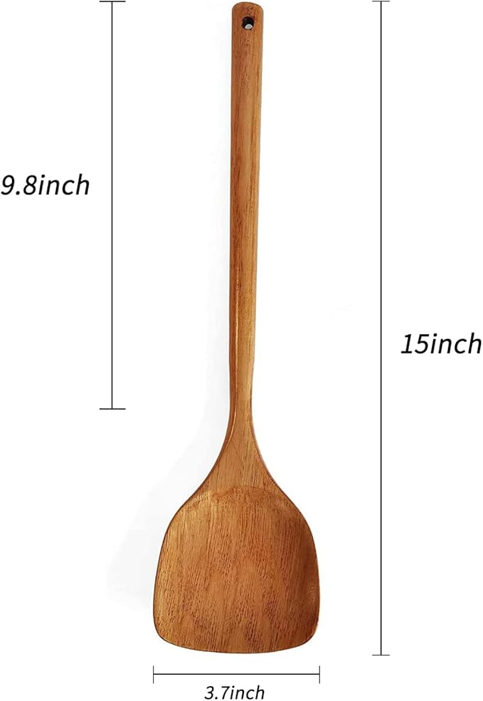 FJNATINH Wooden Spatula with Long Handle - Image 2