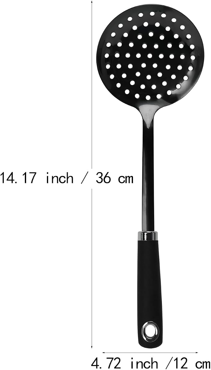 304 Stainless Steel Skimmer Spoon, 14.17" Slotted Strainer Spoon - Image 7