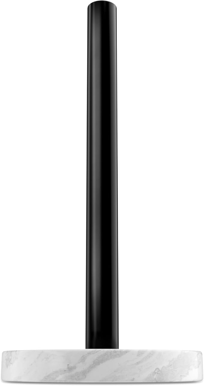 Koville African Genuine Marble Paper Towel Holder Countertop, Metal Rod 6" by Koville
