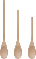 LorisArm 3PC Wooden Spoon for Cooking, Long handle 12" 10" 8" Wood Serving by LorisArm