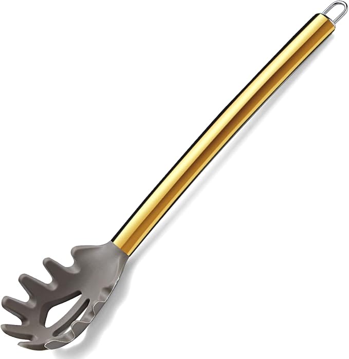 Gold Spaghetti Spoon, Berglander Non-stick Silicone Pasta Server by Berglander