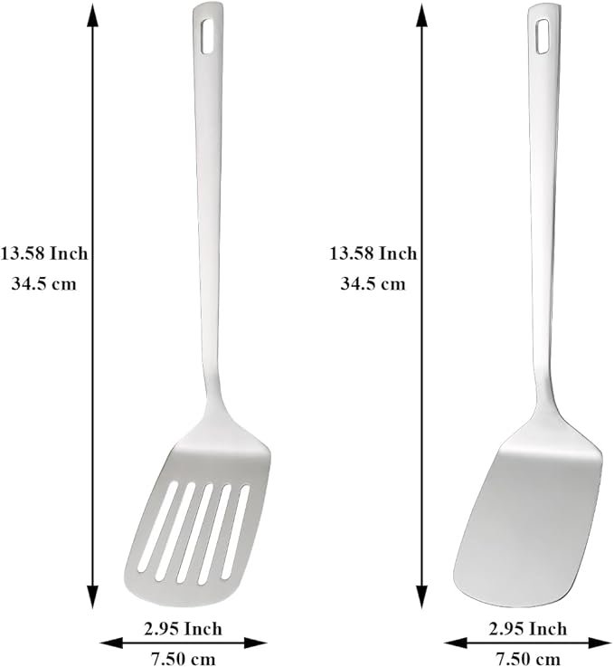 Kyraton Stainless Steel Spatulas Set, Solid Turner, Kitchen Spatulas - Image 2