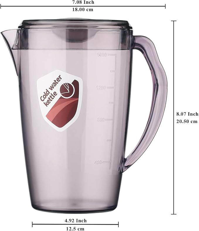 HOMQUEN Plastic Pitcher, 60 Oz/1.8L Water Carafe - Image 2