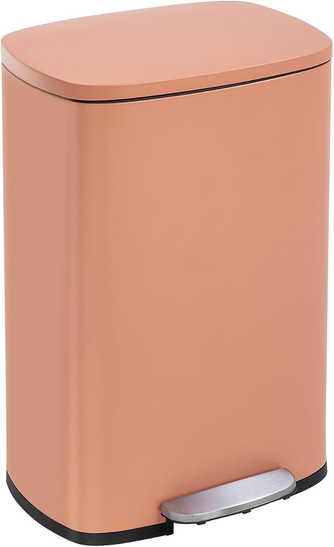 FDW | 13 Gallon Trash Can with Lid | Pink | Fingerprint-Proof | Made of Brushed by FDW