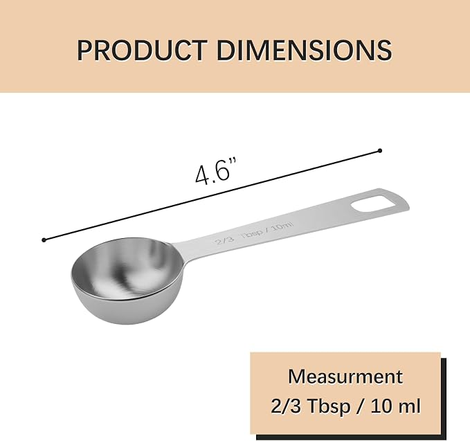 2PCS 2/3tbsp Single Measuring Spoon, Stainless Steel Individual Teaspoons Only - Image 2
