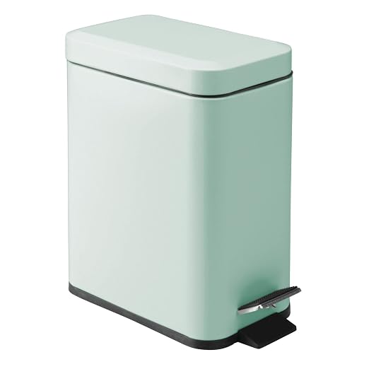 mDesign Small Modern 1.3 Gallon Rectangle Metal Lidded Step Trash Can, Compact - Image 8