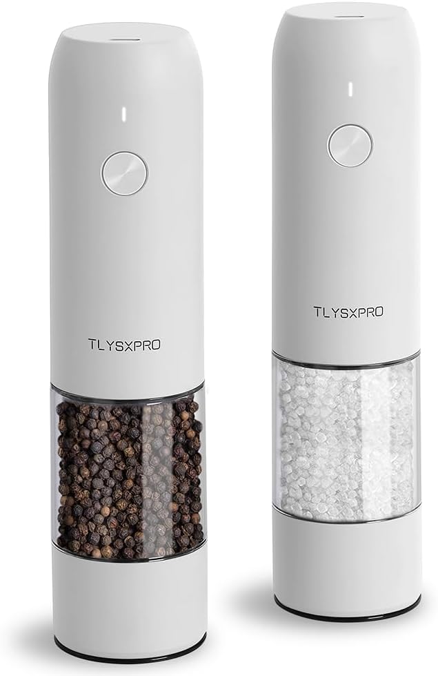 Electric Salt and Pepper Grinder Set, USB Rechargeable, Automatic Salt and by TLYSXPROOfficial