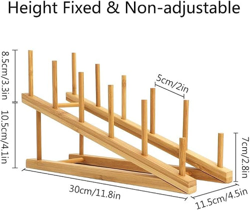 6 Pack Dish Rack Bamboo Drying Rack Wooden Plate Dish Rack Cabinet Organizer - Image 2