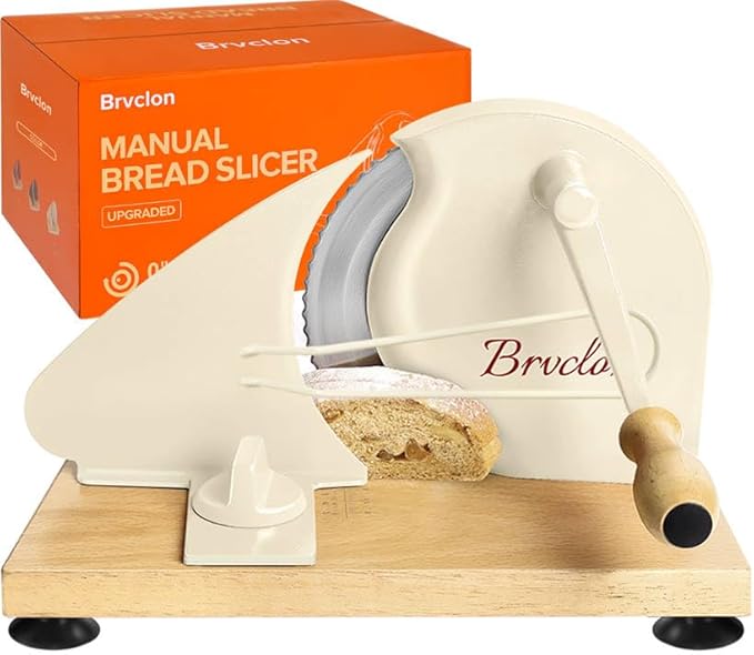 Brvclon Manual Bread Slicer Adjustable Thickness, Hand Crank Bread Slicer by Makeyourlifeeasier