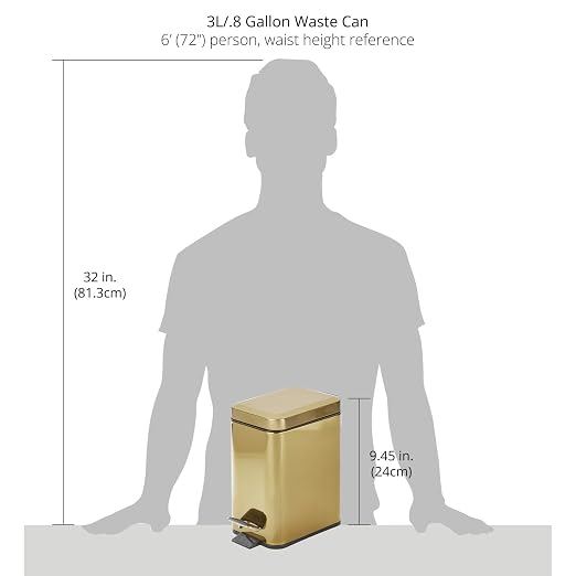 mDesign Slim Metal Rectangle 0.8 Gallon Trash Can - Image 4