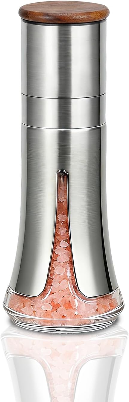 Aelga Salt Grinder Refillable - 4oz Manual Stainless Steel Salt Mill by Aelga