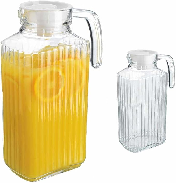 Fridge Pitcher Set of 2– 60 OZ. Glass Water Pitcher - Image 7