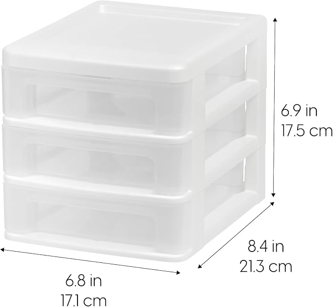 IRIS USA Plastic Stacking Desk Top 3-Drawer Storage Organizer, - Image 3