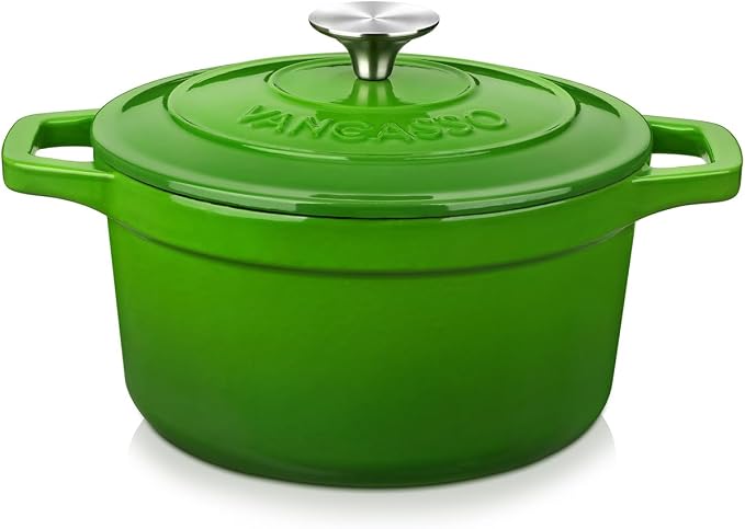 vancasso Enameled Cast Iron Dutch Oven, 2.5 QT Green Naturally Non-Stick by vancasso