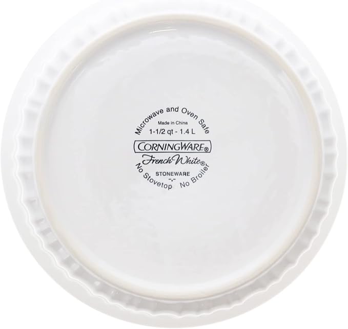CorningWare FS5 1.5qt Round French White Casserole Dish & F-5-PC 1.5qt French - Image 4
