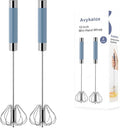 2 Pack Semi Automatic Whisk, Stainless Steel Mini Hand Push Whisks by Unknown