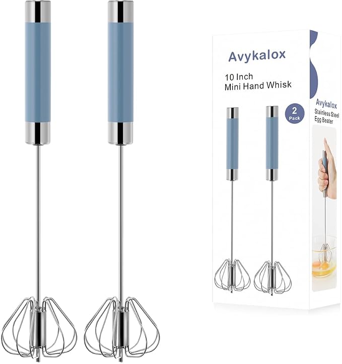 2 Pack Semi Automatic Whisk, Stainless Steel Mini Hand Push Whisks by Unknown