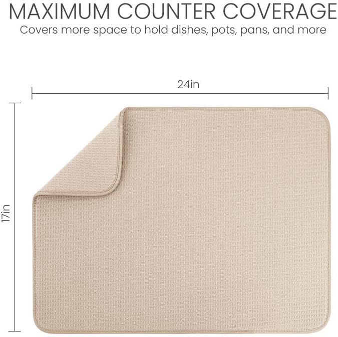 Bellemain XL Dish Mat 24" x 17" Microfiber Dish Drying Mat, Super absorbent - Image 2