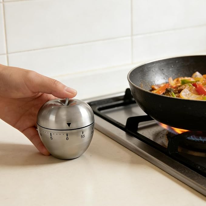 Mechanical Kitchen Timer 60 Minutes, Apple-Shaped Wind Up Timer, Manual Analog - Image 7