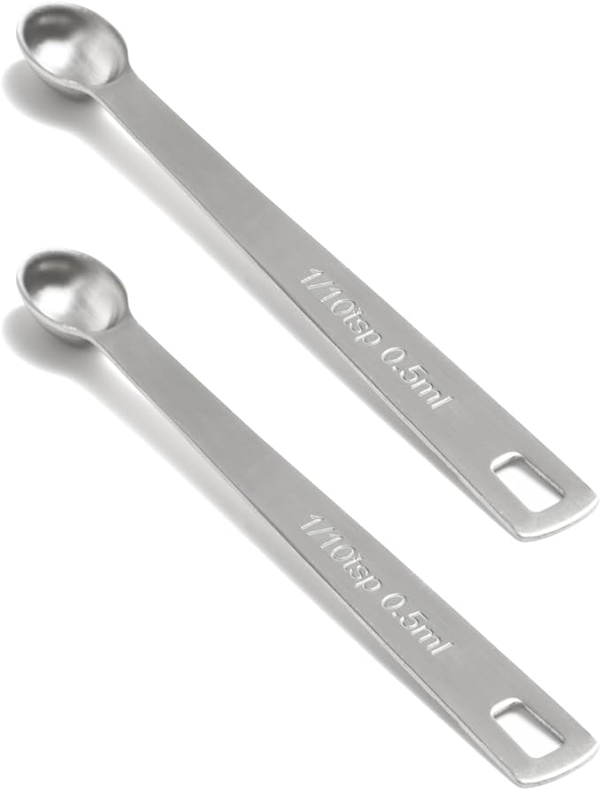 2PCS 1/10 Teaspoon Single Tiny Measuring Spoon, Small Individual Stainless by BERYLER