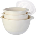3 Plastic Mixing Bowls with Pour Spout, Lids and TPR Non-Slip Bottom, Small by JCXivan