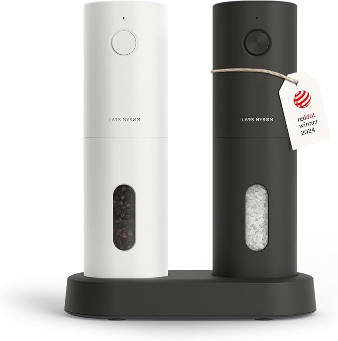 LARS NYSØM Electric Salt and Pepper Grinder Set, USB Rechargeable, Automatic by LN
