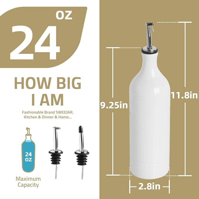 Sweejar Large Ceramic Olive Oil Dispenser Bottle, Opaque Oil Cruet Protects to - Image 6