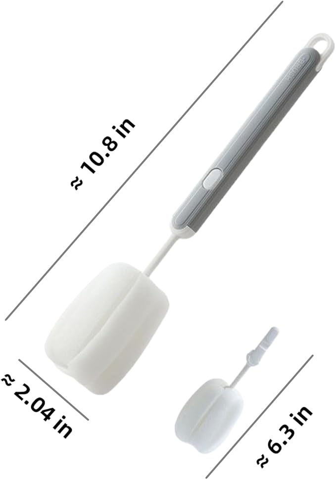 Bottle Brush Long Handle Cup Cleaner Brush Sponge Bottle Scrubber Detachable - Image 6
