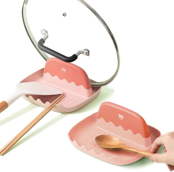 2 Pack Lid and Spoon Rest for Kitchen Counter, Cooking Ladle/Spatula/Spoon by IYOOH