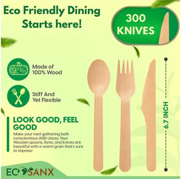 300 PCs Wooden disposable knives - Image 2