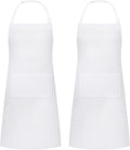 2 Packs White Apron, Adjustable Cooking Aprons, Waterdrop Resistant Kitchen by Riqiaqia