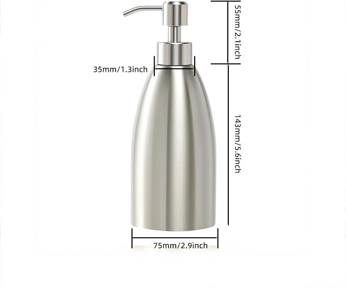 304 Stainless Steel Soap Dispenser 16oz Rust-Proof Liquid Soap Pump Bottle - Image 9