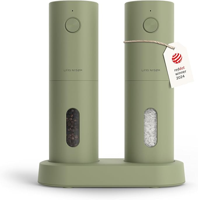 LARS NYSØM Electric Salt and Pepper Grinder Set, USB Rechargeable, Automatic by LN