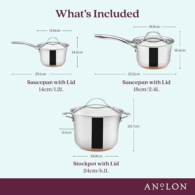 Anolon Nouvelle Stainless Steel Cookware Pots and Pans Set, 10 Piece - Image 2
