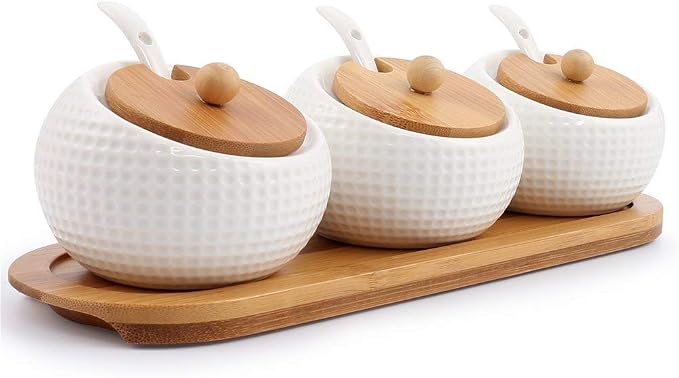 Porcelain Condiment Jar Spice Container by LuckyGoddness