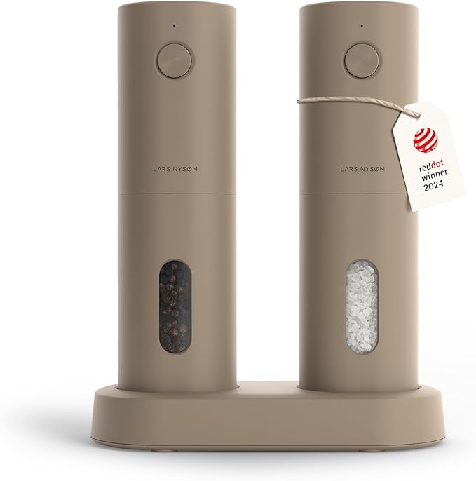 LARS NYSØM Electric Salt and Pepper Grinder Set, USB Rechargeable, Automatic by LN