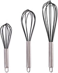Silicone Whisk set of 3, 8+10+12in Kitchen Balloon Wire Whisks, Hand Egg Mixer by lelasety