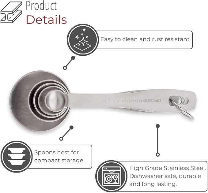 husMait Stainless Steel Measuring Spoons - Image 4