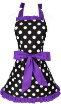 Hyzrz Cute Apron Retro Black Polka Dot Retro Ruffle Side Vintage Cooking Aprons by Hyzrz