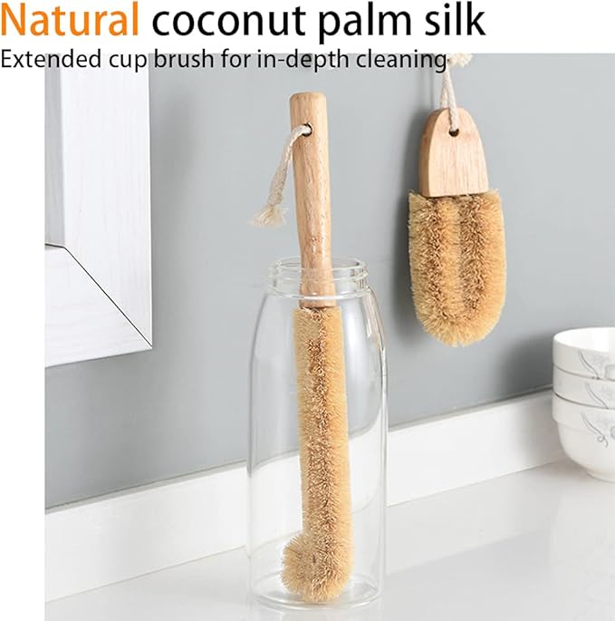 ECO Friendly Kitchen Cleaning Set, Wood & Bamboo Brushes - Image 2