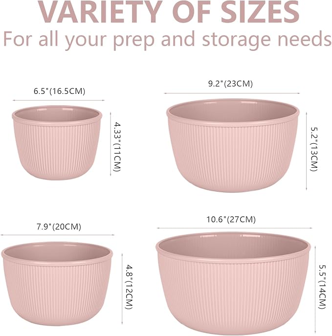 BoxedHome Mixing Bowls with Lids Set, 4 Packs BPA-Free Plastic Prep Bowls - Image 4