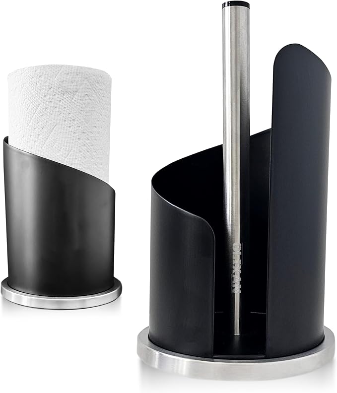 Stainless Steel Paper Towel Holder Countertop, Modern Spiral Cover Design by OLIXAN