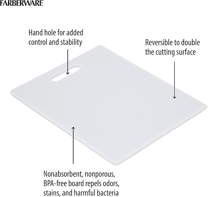 FARBERWARE Reversible Plastic Cutting Board, 8x10 Inch, Dishwasher Safe - Image 4