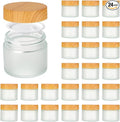 2oz Jars with Lids, Hoa Kinh 24 Pack Frosted Glass Jars with Woodgrain Lids by HoaKinh