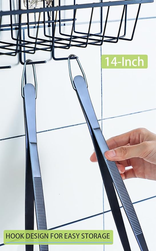 JETKONG 2 Pcs 14-Inch Cooking Tweezer Tongs Extra- Long Stainless Steel Kitchen - Image 6