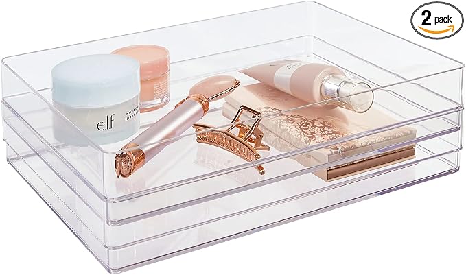 STORi SimpleSort 2-Piece Stackable Clear Drawer Organizer Set | 12" x 9" x 2" by STORi