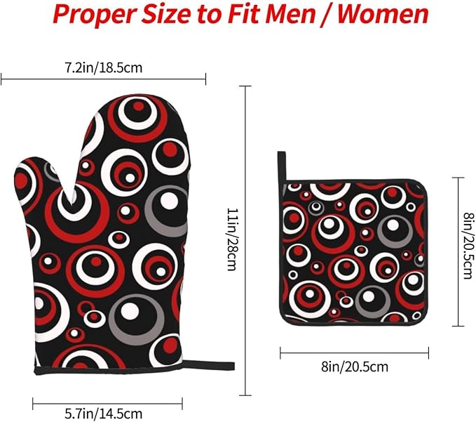 Retro Red Circles Oven Mitt and Pot Holder Set - Image 9