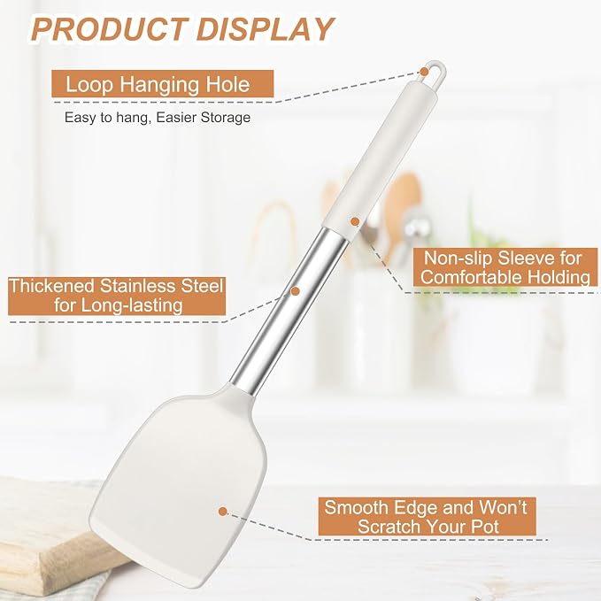 TeamFar Kitchen Utensils, for Nonstick Cookware Frying/Flipping/Draining - Image 3